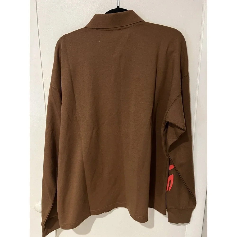 NWT Supervsn Studios Chocolate Brown Long Sleeve Polo Collared Shirt Mens Medium